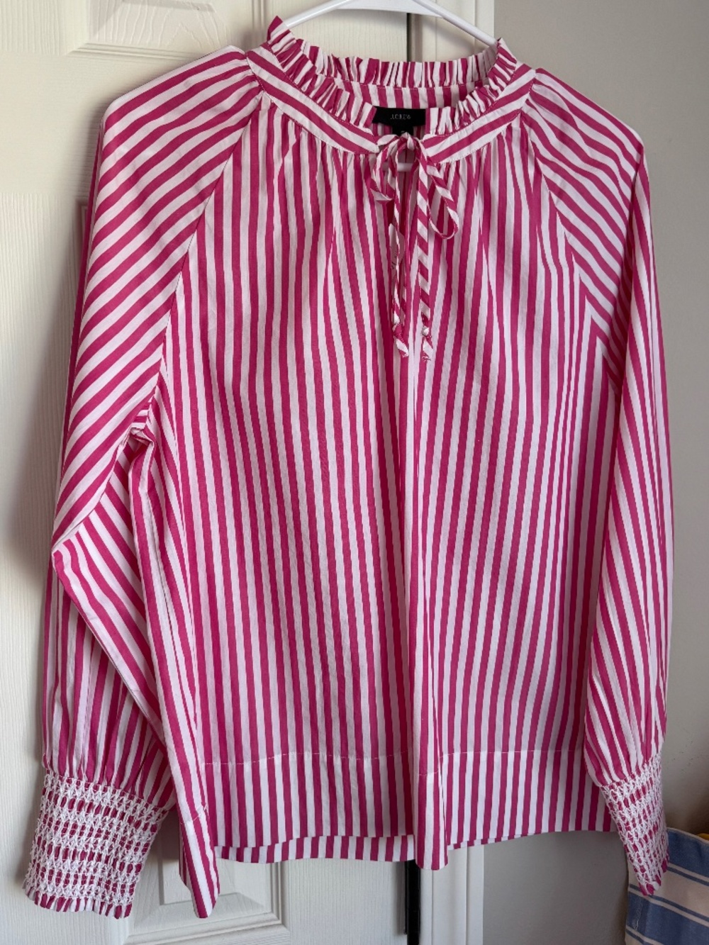 NWT, BRAND NEW JCREW STRIPE SHIRT WITH FABULOUS EMBROIDERED CUFFS